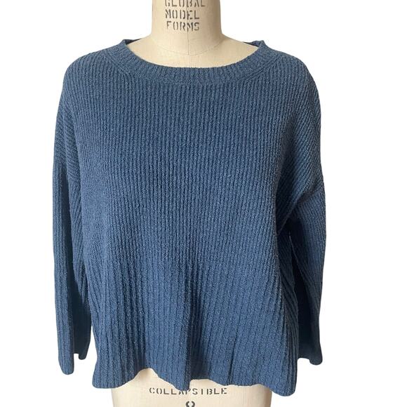 Peruvian Connection Fuzzy Blue Pima Cotton Sweater Size Small - Picture 1 of 7